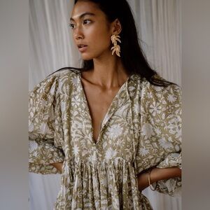 🤎 🫒 🕊️ NWT Maxi Olive Kyra Dress - 100% Cotton Daughters of India